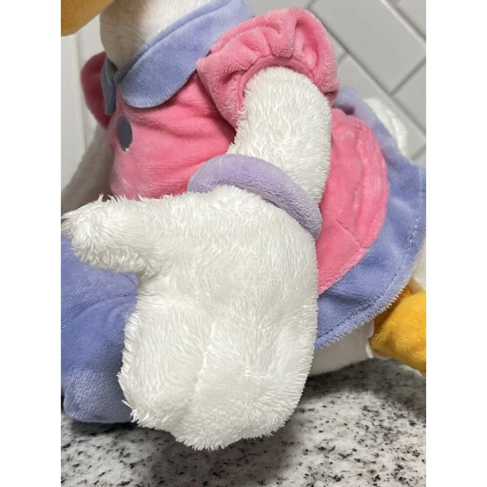Disney Daisy Duck Plush Stuffed Animal Pink Dress Purple Bow 20” Soft Toy